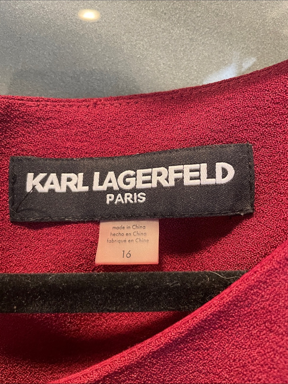 Karl Lagerfeld Burgundy Textured Shift Dress - Picture 2 of 6